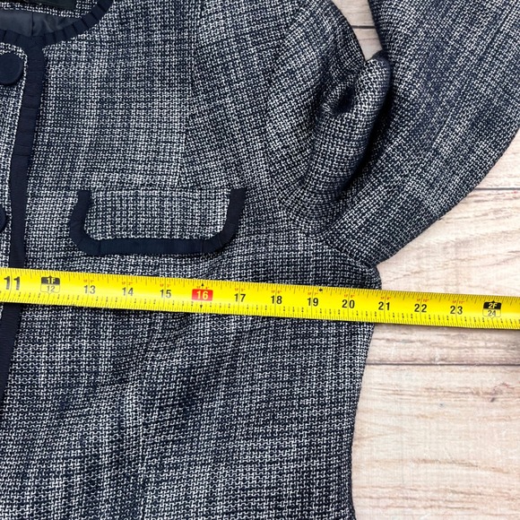 Talbots Women's Tweed Blazer Jacket Navy Blue White Trim Pockets Sz 10/12 - Picture 5 of 7